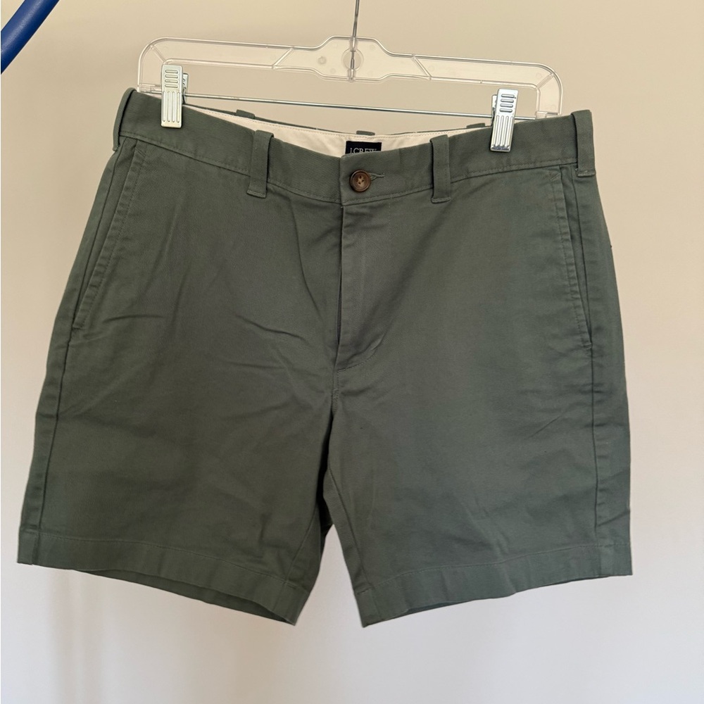 J. Crew Men’s Olive Green Cotton Flat Front Chino Shorts